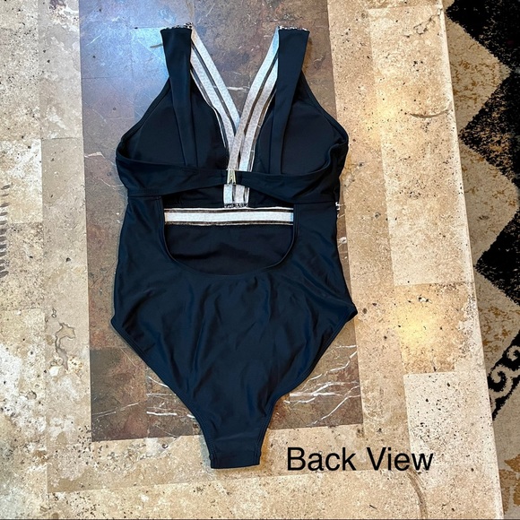 Women’s SZ M SHEIN BNWT Black w/leopard print One Piece Swimsuit - Picture 17 of 17